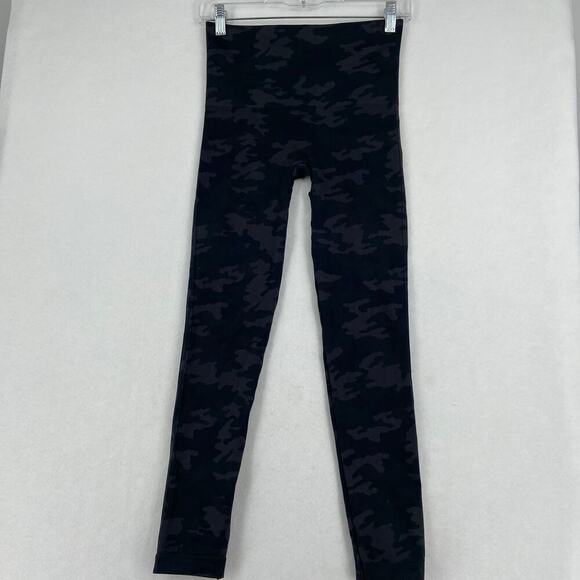 Spanx Seamless Leggings Size M Gray Camouflage High Rise Look At Me Now - Picture 7 of 10